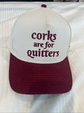 Corks Are For Quitters Two-Tone Maroon and Cream Cap